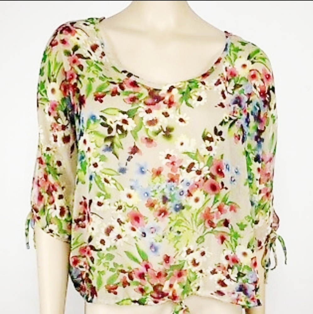 Old Navy Sheer Floral Cold Shoulder Blouse